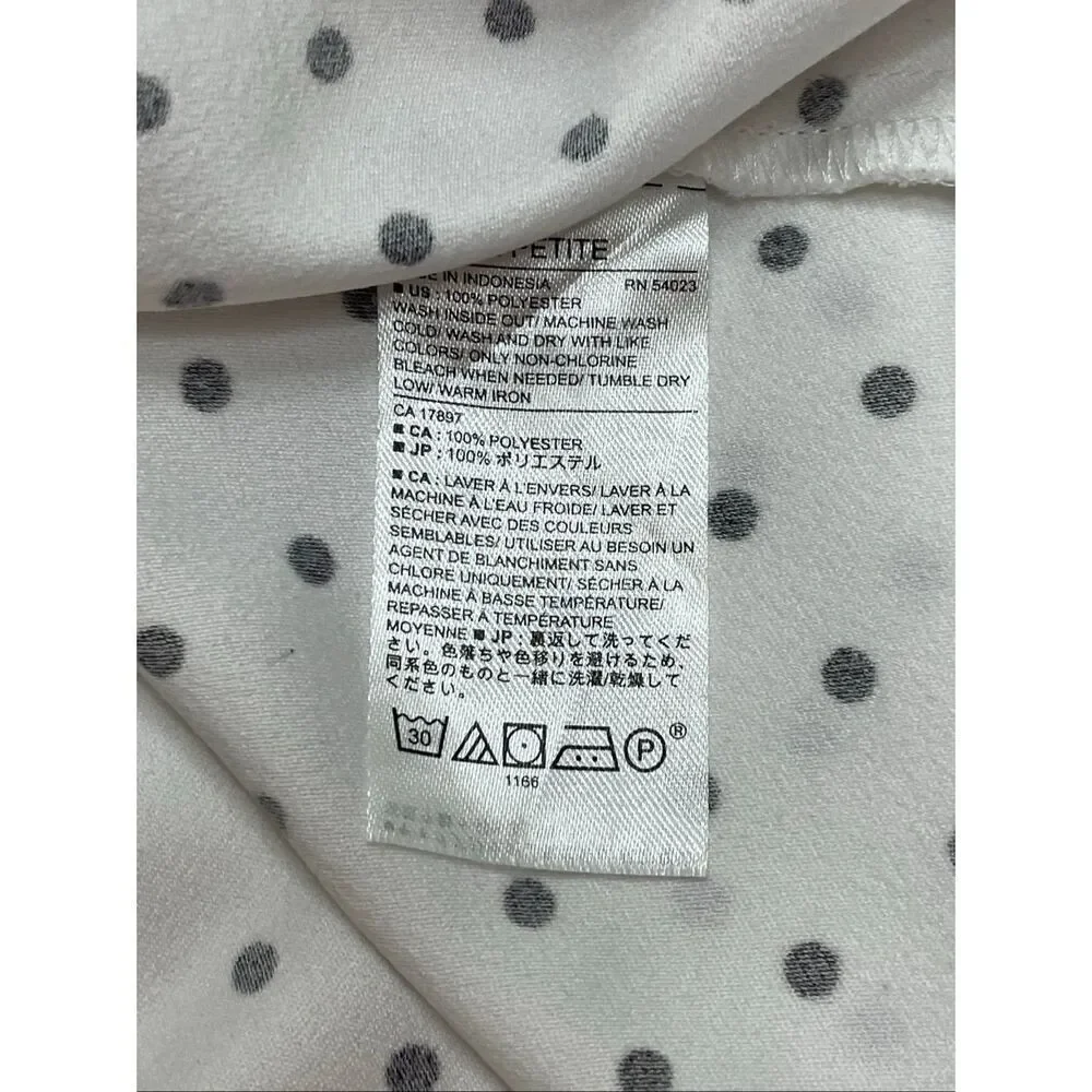 Banana Republic Polka Dot Ruffle Puff Sleeve Shirt Black And White Size Petite M